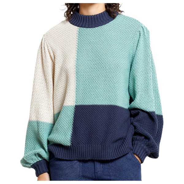 DEDICATED - Women's Sweater Knitted Rutbo Blocks - Pullover Gr S blau von Dedicated