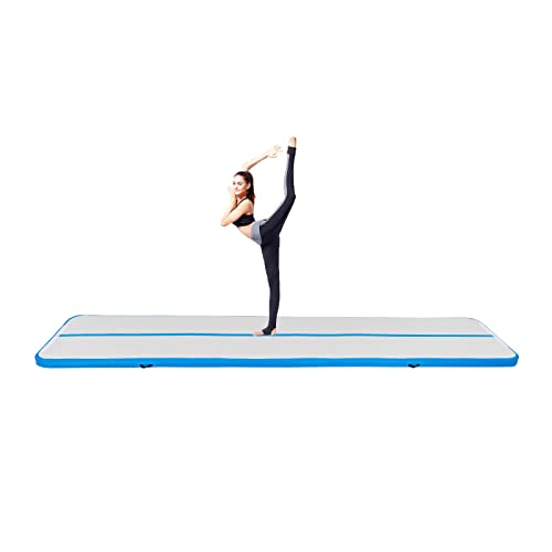 Turnmatte Aufblasbar, Wasserdichte Yogamatte 5x1 M Hohe Belastbarkeit 10cm Dicke mit Luftpumpe PVC Gymnastikmatte (Blau) von DeeDuud