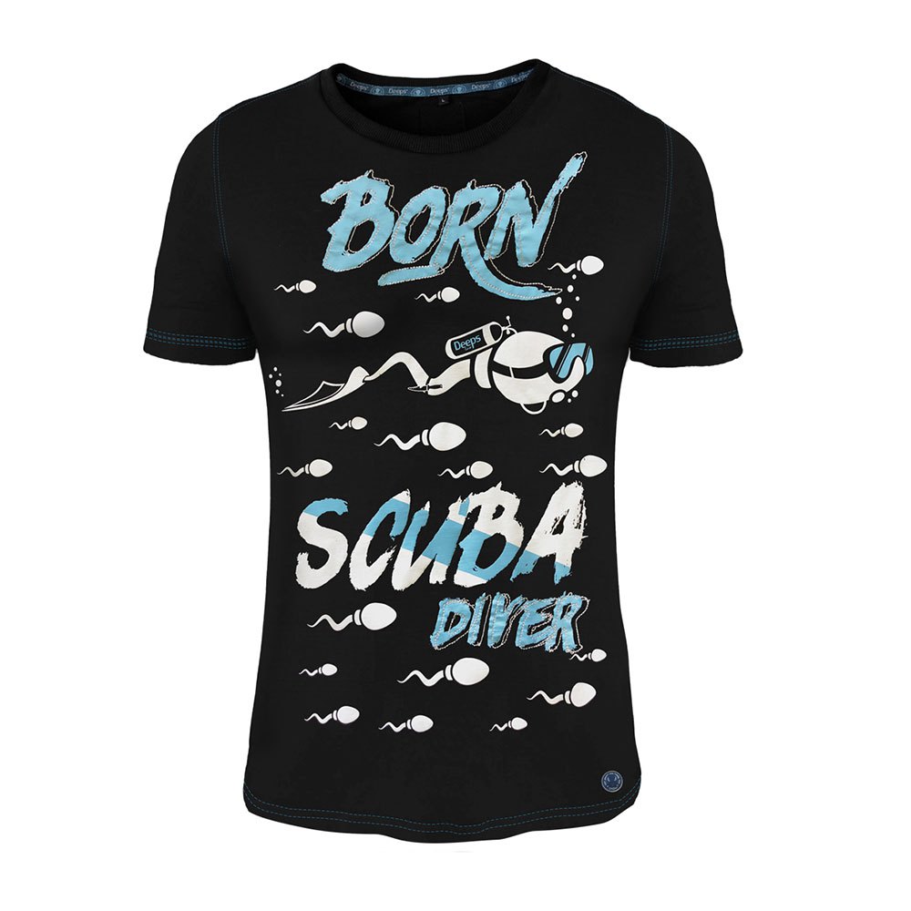 Deeps Gear Born Scuba Diver Short Sleeve T-shirt Blau,Schwarz 2XL Mann von Deeps Gear