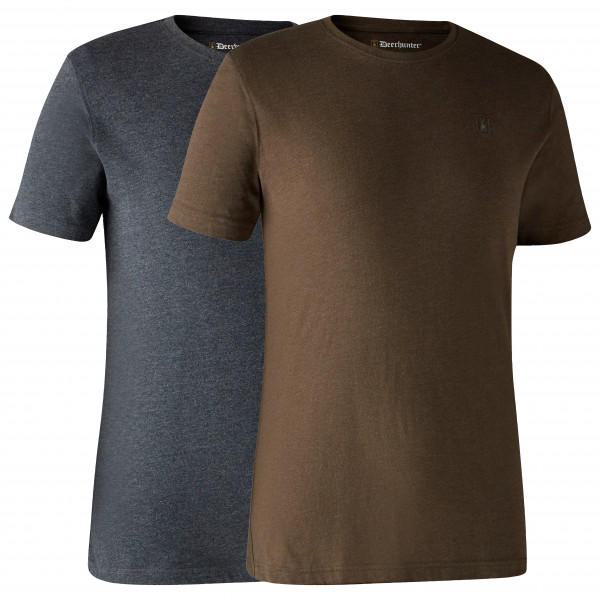 Deerhunter - Basic T-Shirt 2-Pack - T-Shirt Gr 3XL;L;M;S;XL;XXL braun von Deerhunter