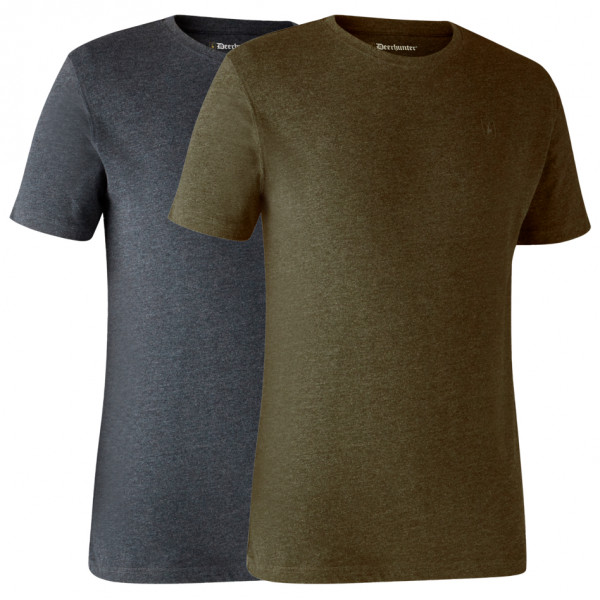 Deerhunter - Basic T-Shirt 2-Pack - T-Shirt Gr M braun von Deerhunter