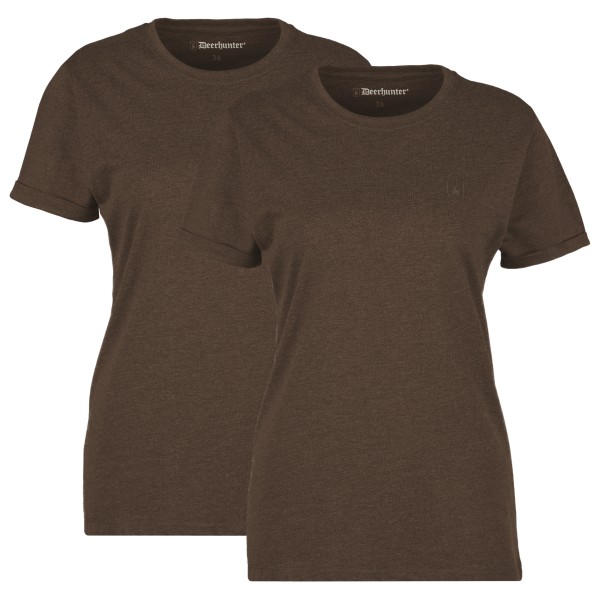Deerhunter - Women's Basic T-Shirt 2-Pack - T-Shirt Gr 36 braun von Deerhunter