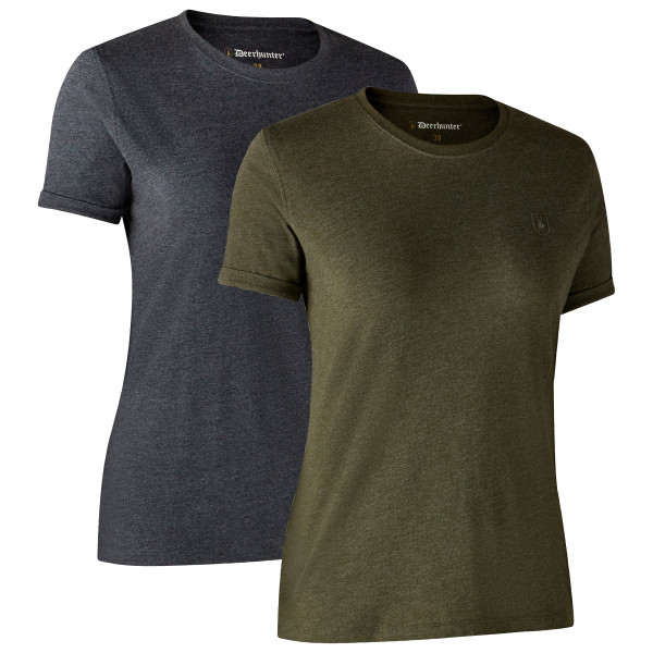 Deerhunter - Women's Basic T-Shirt 2-Pack - T-Shirt Gr 46 oliv von Deerhunter