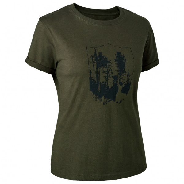 Deerhunter - Women's T-Shirt With Deerhunter Shield - T-Shirt Gr 36;38;40;42;46 oliv von Deerhunter