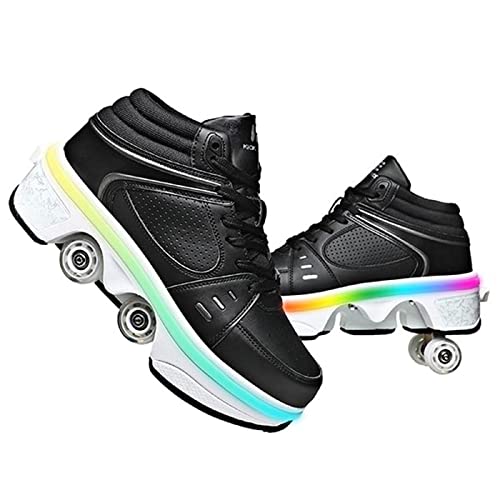 Roller Skate Shoes Rollschuhe Schuhe Mit Rollen Skateboardschuhe,Inline-Skate, verstellbar Damen Schuhe mit Rollen für mädchen (36, Black with Light) von Deformation Roller Skates