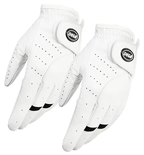 DEGA golfhandschuhe Herren Links, Cabretta-Leder, Linke Hand, 2 Stück, weicher Griff, Weiß (XL, White) von DEGA