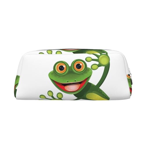 Dehiwi Grüner Frosch Federmäppchen Wasserdicht Niedlich Leder Bleistift Tasche Reise Kosmetik Make-up Tasche Organizer Stifthalter für Büro Make-up, silber, Einheitsgröße, Taschen-Organizer von Dehiwi