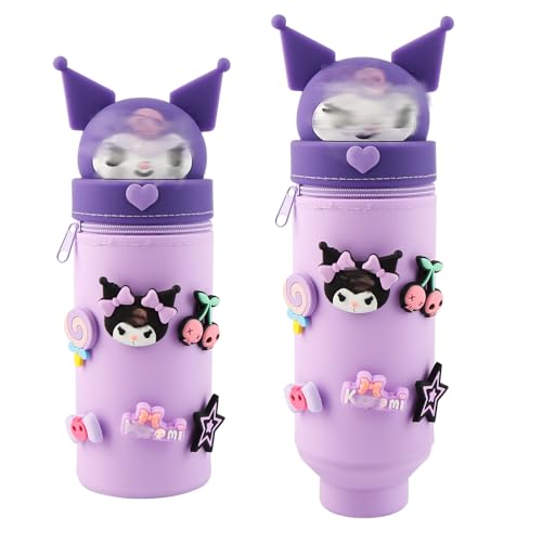 Kawaii Federmäppchen Kuri-m, Stretch-Stifthalter mit Zylinderdesign, 2-in-1 Steh-Federtasche aus Silikon, Niedlicher Cartoon-Stiftebehälter für Schule & Büro, Geschenk für Schülerinnen & Teenager von Dekewe