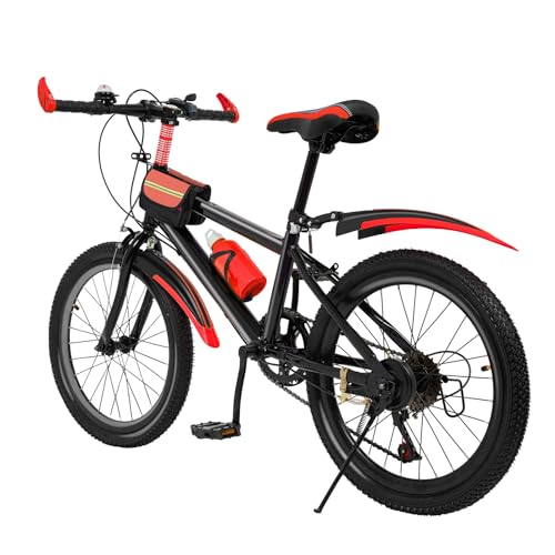 Dekltus 20 Zoll Mountainbike,7 Gang Kinderfahrrad,Kinder MTB Jungen Mädchen,Aluminium Mountainbike mit V-Bremse für Mädchen und Jungen Von 130-150CM,Rot von Dekltus