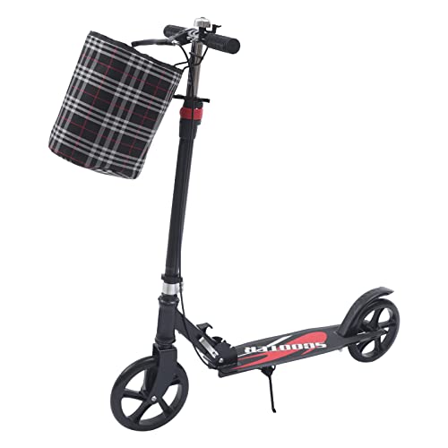 Klappbar Scooter, Höhenverstellbar (91-106 cm) Cityroller Doppelbremse Erwachsene Kinder Scooter mit Aufbewahrungstasche - 150 kg Tragkraft, Schwarz von Dekltus