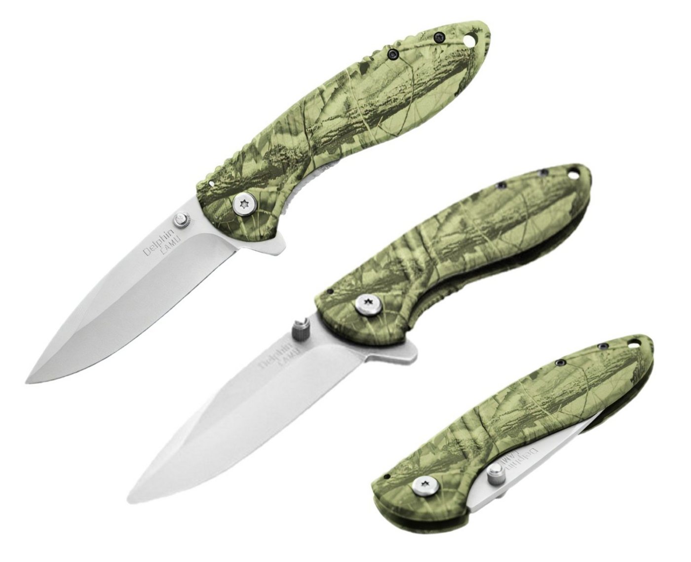 Delphin.sk Taschenmesser Taschenmesser camouflage Outdoormesser Angelmesser Klappmesser, 8,5 cm lange matte Klinge wird durch einen Sperrmechanismus fixiert von Delphin.sk