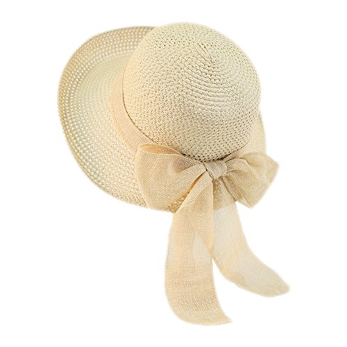 Demarkt Strohhut Fischerhut mit Bogen Sommerhut Uv Schützen Strandhüte für Damen und Mädchen (Hellrosa) von Demarkt