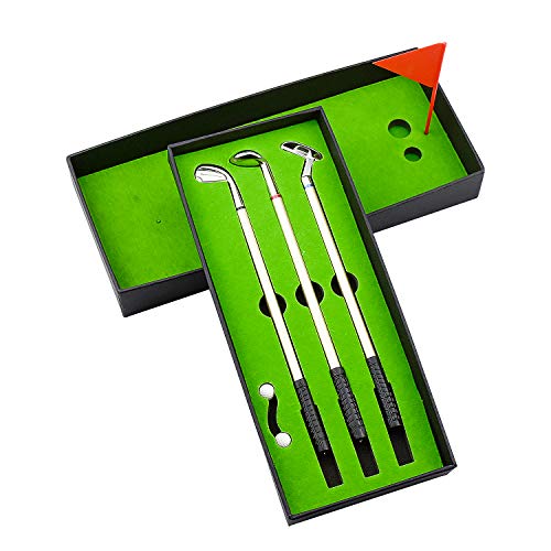 Demason Golf Stifte, Golfschläger Kugelschreiber Mini-Golfbälle Mini Desktop Golfball Stift Geschenk Golfstifte Set 19,6x0,7cm von Demason