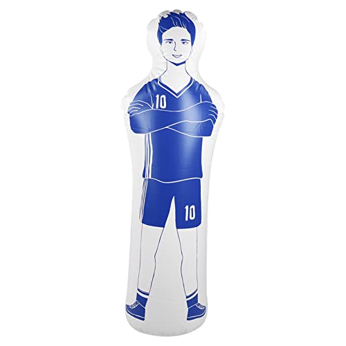 Aufblasbarer Fußballtrainer Dummy-Torhüter mit 0,35 m PVC-Boxsack für Fußballübungen und Dribbling Wall Passing Drills (62,99 × 15,75 Zoll)(Blau) von Demeras