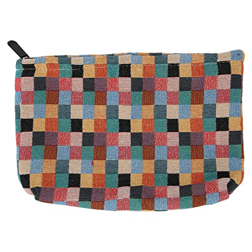 DIY Craft Bag Canvas Bag Plaid Pattern Große Kapazität Make-up-Taschen Mehrzweck-Reise-Kulturbeutel Canvas-Reißverschlusstaschen für Frauen und Mädchen von Demeras
