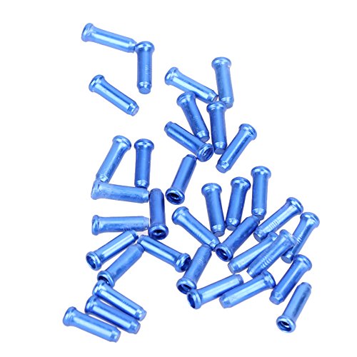 50 Stück Bremskabel-Endkappen für Fahrrad-Kabel, aus Aluminium, Abdeckung für Fahrrad-Bremskabel, Blau von Demiawaking