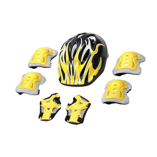Demsyeq 7-teiliges Kinder-Skateboard-Pads und Helm, Kinderhelme und Pads-Set, Kleinkind, Fahrradhelm, verstellbare Knieschoner und Ellbogenschützer, für 3–11 Jahre, zum Radfahren, Rollschuhlaufen von Demsyeq