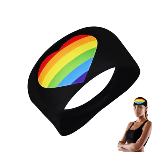 Demsyeq Regenbogen-Sport-Stirnband, Regenbogen-Stolz-Stirnband | Regenbogen-Haarbänder mit rutschfestem Design - Bequeme, atmungsaktive, leichte Schweißbänder für Fitness, Yoga, Radfahren von Demsyeq