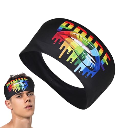 Demsyeq Regenbogen-Sport-Stirnband, Regenbogen-Stolz-Stirnband - rutschfeste, feuchtigkeitsableitende Regenbogen-Haarbänder | Sportliches Stirnband, atmungsaktive Schweißbänder für Männer und Frauen von Demsyeq