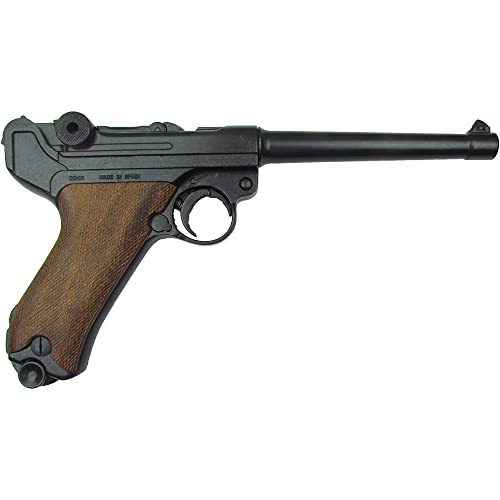 Deko Waffe Luger P08, lang, Pistole 08, Parabellum-Pistole, Holzgriff von Denix