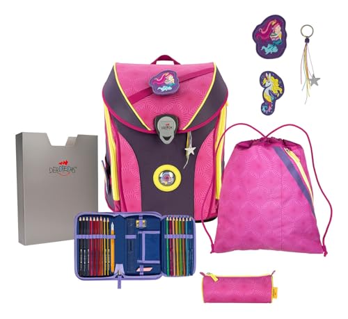 DerDieDas ErgoFlex MAX Superflash Schulranzenset 5-teilig Pink Mermaid von DerDieDas