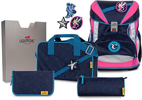 DerDieDas Schulrucksack Set 5-TLG. Ergoflex Buttons Blue Fairy von DerDieDas