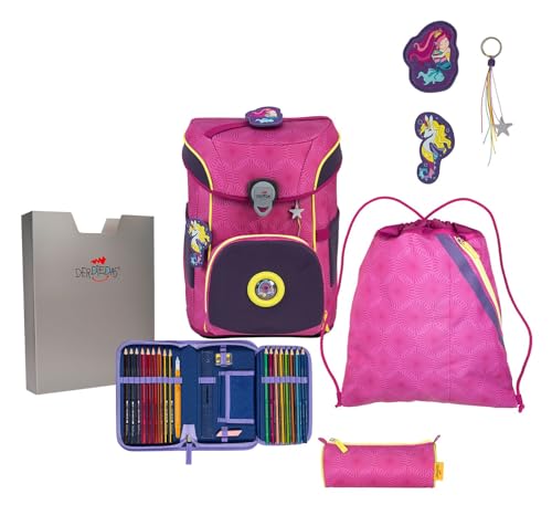 DerDieDas Schulrucksack Set 5-TLG. ErgoFlex Easy Exklusiv Superflash Pink Mermaid 2023 von DerDieDas