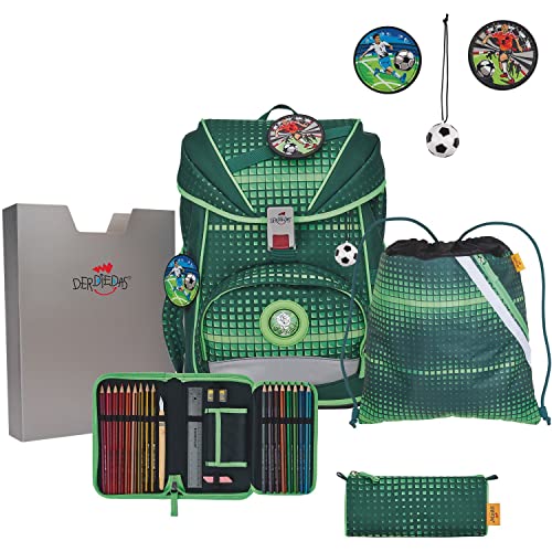 DerDieDas Schulrucksack Set 5-TLG. Ergoflex Soccer Green 2023 von DerDieDas