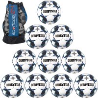 10er Ballpaket + Ballsack DERBYSTAR Apus TT Fußball 32 Panel mit Hybrid-Technologie und FIFA Basic Zertifikat weiß/blau 5 von Derbystar