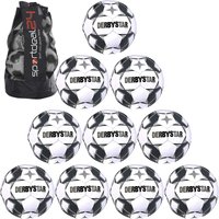 10er Ballpaket + Ballsack DERBYSTAR Apus TT Fußball 32 Panel mit Hybrid-Technologie und FIFA Basic Zertifikat weiß/schwarz 5 von Derbystar