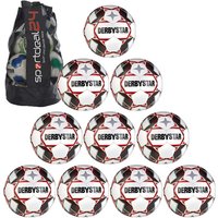 10er Ballpaket DERBYSTAR Long Life TT Trainingsfußball inkl. Ballsack Gr. 5 von Derbystar