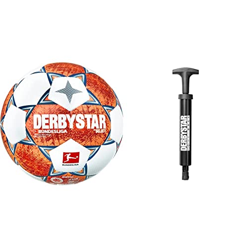 Derbystar Brillant APS v21 Weiss orange blau 5 & Ballpumpe mit Schlauch, 4097000000 von Derbystar