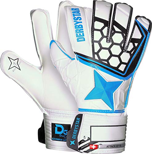 Derbystar Kinder Attack Xp15 Torwarthandschuhe, weiss grau petrol, 3 (XS) von Derbystar