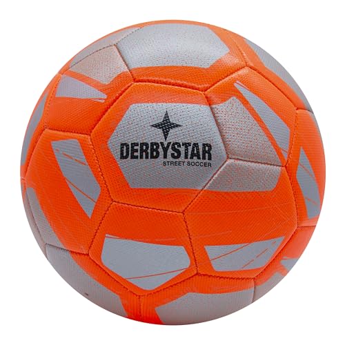 Derbystar Street Soccer Fußball in Größe 5 - Der Neue Freizeit Fußball in Silber-orange von Derbystar