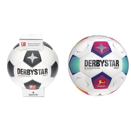 Derbystar Unisex – Erwachsene Bundesliga Brillant APS Classic v23 Fußball, weiß, 5 & Bundesliga Brillant Replica v2 Fußball 23, 5 von Derbystar