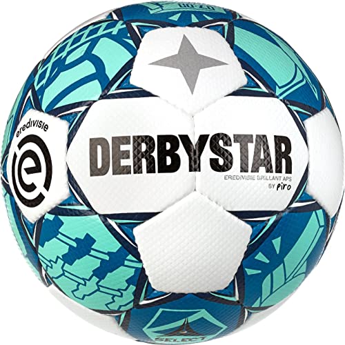 Derbystar Unisex – Erwachsene FB-EREDIVISIE BRILLANT APS v22 Fußball, weiß türkis, 5 von Derbystar