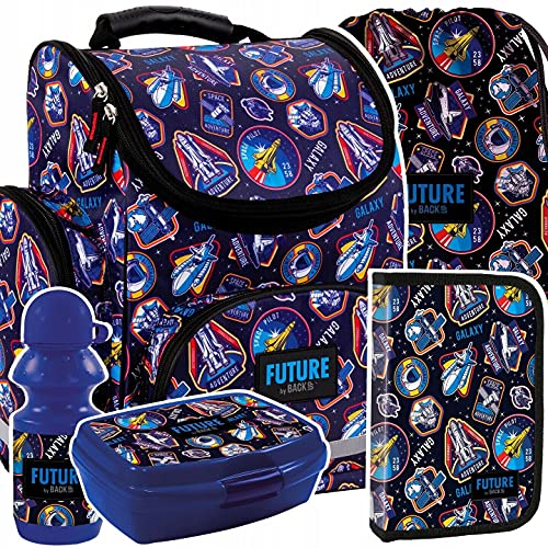 Derform School bag backpack satchel bag lunch box water bottle pencil case boys, Darkblue von Derform