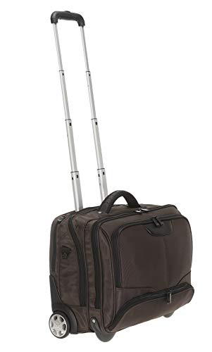 Set: Trolley DERMATA Pilotentrolly mit POLSTERTASCHE 17 Zoll [41 cm x 29 cm] + Ledermäppchen (Brown (Braun)) von Dermata