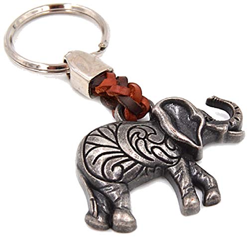 Metall-Elefant-Glücksbringer-Lederband-Schlüsselanhänger-Keyholder-Schlüssel-Keyrings von Desi-Schilder