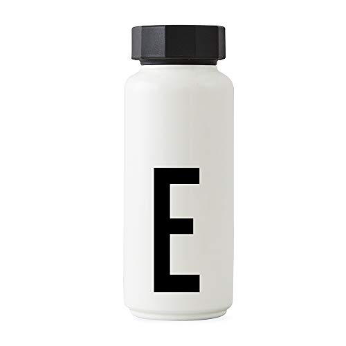 Design Letters Persönliche Edelstahl Trinkflasche Weiß (E) |500 ml| Kohlensäure geeignet BPA-Frei Thermoskanne |12 Stunden Heiß und 24 Stunden Kalt| Auslaufsichere Thermosflasche im Nordisches Design von Design Letters