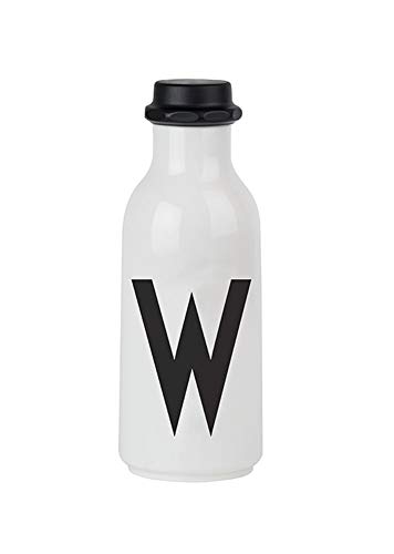 Design Letters Persönliche Trinkflasche Weiß (W) | BPA-Frei | 500 ml | Tritan Wasserflasche im Nordisches Design | Auslaufsicher | Spülmaschinengeeignet | erhältlich von A-Z von Design Letters