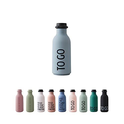 Design Letters TO GO Trinkflasche Grau | BPA-Frei | 500 ml | Auslaufsicher | matte weiche Oberfläche | Spülmaschinengeeignet | Tritan Wasserflasche im Nordisches Design von Design Letters