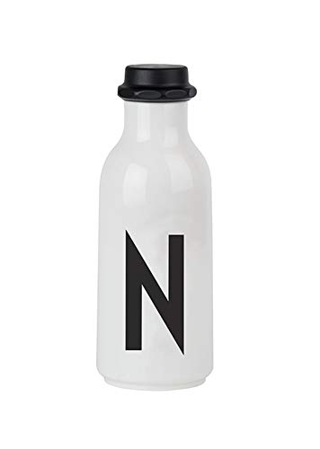 Design Letters Persönliche Trinkflasche Weiß (N) | BPA-Frei | 500 ml | Tritan Wasserflasche im Nordisches Design | Auslaufsicher | Spülmaschinengeeignet | erhältlich von A-Z von Design Letters