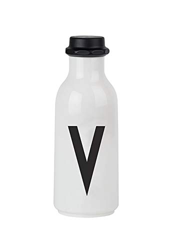 Design Letters Persönliche Trinkflasche Weiß (V) | BPA-Frei | 500 ml | Tritan Wasserflasche im Nordisches Design | Auslaufsicher | Spülmaschinengeeignet | erhältlich von A-Z von Design Letters