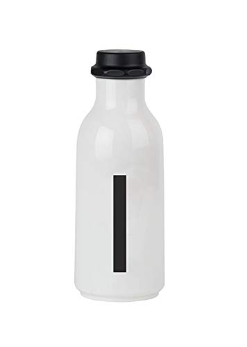 Design Letters Persönliche Trinkflasche Weiß (I) | BPA-Frei | 500 ml | Tritan Wasserflasche im Nordisches Design | Auslaufsicher | Spülmaschinengeeignet | erhältlich von A-Z von Design Letters