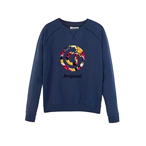 DSG Desigual Sweat Pleated Sleeves New Galactic Sweatshirt für Damen, Rundhalsausschnitt, Blau (M) von Desigual