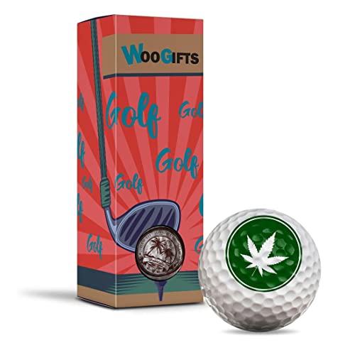 3 x Golfbälle in der Box - Cannabis Weed Marihuana Stempel Witz lustig Golf Golf Fan Club Sport Hochzeit Papa Ehemann Freund Männer Jungen Ball Geschenk #5697 von Destination Vinyl Ltd