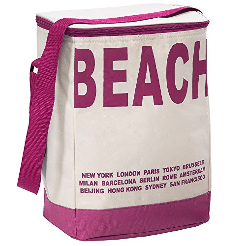 Kühltasche 20 Liter Kühlbox Isoliertasche Campingtasche Beachtasche - mit Schultergurt - schließbarer Deckel - Fester Boden - geringes Eigengewicht - Pink - Farbwahl von Deuba