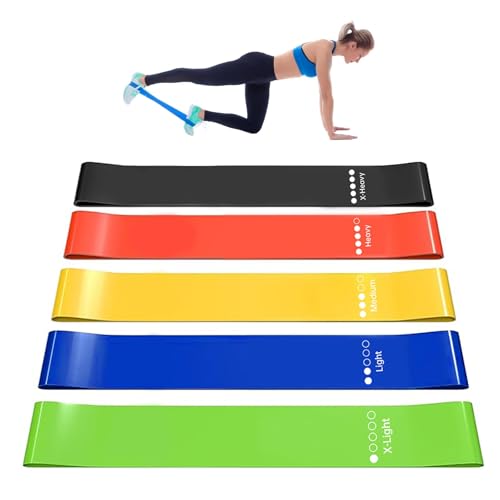 Fitnessbänder Widerstandsbänder Gymnastikband übungsband - Latex Fitnessband Resistance für Yoga Pilates, Sport Resistance Band für Training, Trainingsband für Frauen und Männer (5er Set) von Devantia
