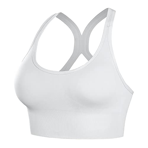 Dhyuen Damen Sport BH Lauf Fitness Yoga Bra BH Starker Halt Ohne Bügel Damen Ohne Bügel Yoga Mit Gepolstert Top BH Fitness-Training Push Up(L,White-5) von Dhyuen